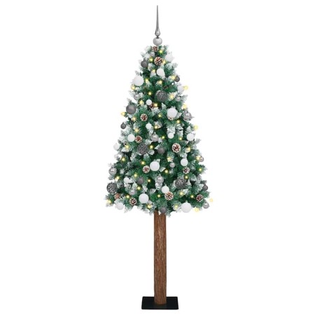 Árbol de Navidad Delgado con 300 LED con soporte Verde y 180 cm