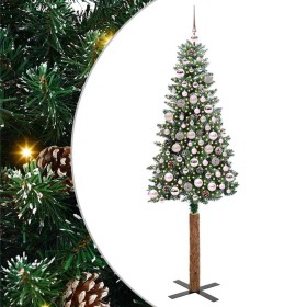 Árbol de Navidad Delgado con 300 LED con soporte Verde y 180 cm
