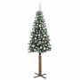 Árbol de Navidad Delgado con 300 LED con soporte Verde y 180 cm