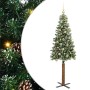 Árbol de Navidad Delgado con 300 LED con soporte Verde y 180 cm