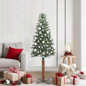 Árbol de Navidad Delgado con 300 LED con soporte Verde y 180 cm