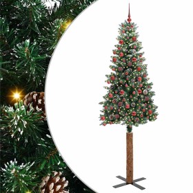 Árbol de Navidad Delgado con 300 LED con soporte Verde y 210 cm