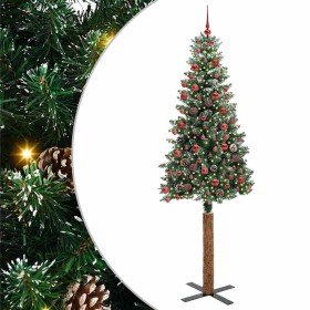 Árbol de Navidad Delgado con 300 LED con soporte Verde y 210 cm
