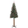 Árbol de Navidad Delgado con 300 LED con soporte Verde y 210 cm