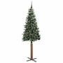 Árbol de Navidad Delgado con 300 LED con soporte Verde y 210 cm