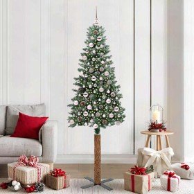 Árbol de Navidad Delgado con 300 LED con soporte Verde y 210 cm