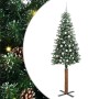 Árbol de Navidad Delgado con 300 LED con soporte Verde y 210 cm