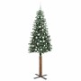 Árbol de Navidad Delgado con 300 LED con soporte Verde y 210 cm