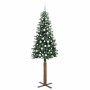 Árbol de Navidad Delgado con 300 LED con soporte Verde y 210 cm