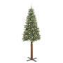 Árbol de Navidad Delgado con 300 LED con soporte Verde y 210 cm