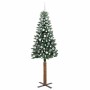Árbol de Navidad Delgado con 300 LED con soporte Verde y 210 cm
