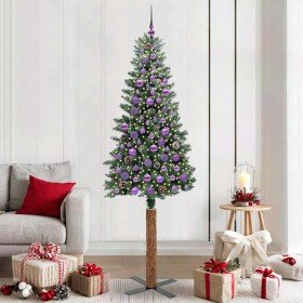 Árbol de Navidad Delgado con 300 LED con soporte Verde y 210 cm