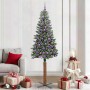 Árbol de Navidad Delgado con 300 LED con soporte Verde y 210 cm