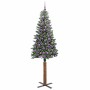Árbol de Navidad Delgado con 300 LED con soporte Verde y 210 cm