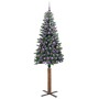Árbol de Navidad Delgado con 300 LED con soporte Verde y 210 cm