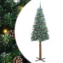 Árbol de Navidad Delgado con 300 LED con soporte Verde y 210 cm