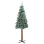 Árbol de Navidad Delgado con 300 LED con soporte Verde y 210 cm