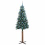 Árbol de Navidad Delgado con 300 LED con soporte Verde y 210 cm