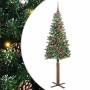 Árbol de Navidad Delgado con 300 LED con soporte Verde y 210 cm