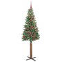 Árbol de Navidad Delgado con 300 LED con soporte Verde y 210 cm