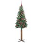 Árbol de Navidad Delgado con 300 LED con soporte Verde y 210 cm
