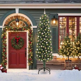 Árbol de Navidad artificial Verde 210 cm PVC, Acero y Plástico