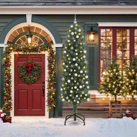 Árbol de Navidad artificial Verde 210 cm PVC, Acero y Plástico