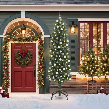 Árbol de Navidad artificial Verde 210 cm PVC, Acero y Plástico