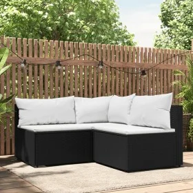 3-piece garden furniture set and black synthetic rattan cushions by vidaXL, Outdoor sofas - Ref: Foro24-319732, Price: 228,24...