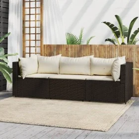 3-piece garden furniture set and brown synthetic rattan cushions by vidaXL, Outdoor sofas - Ref: Foro24-319750, Price: 225,99...