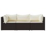 Set muebles de jardín 3 piezas y cojines ratán sintético marrón de vidaXL, Sofás de exterior - Ref: Foro24-319750, Precio: 24...
