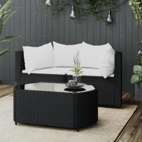 3-piece garden furniture set with black synthetic rattan cushions by vidaXL, Outdoor sofas - Ref: Foro24-319743, Price: 193,6...