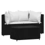 3-piece garden furniture set with black synthetic rattan cushions by vidaXL, Outdoor sofas - Ref: Foro24-319743, Price: 193,6...