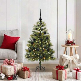 Árbol de Navidad artificial con ramas plegables y conos 120 cm