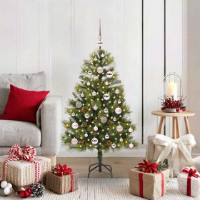 Árbol de Navidad artificial con ramas plegables y conos 120 cm