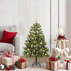 Árbol de Navidad artificial con ramas plegables y conos 120 cm