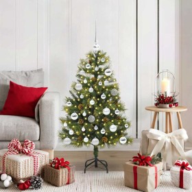 Árbol de Navidad artificial con ramas plegables y conos 120 cm