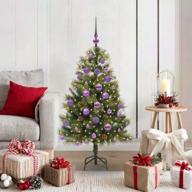 Árbol de Navidad artificial con ramas plegables y conos 120 cm