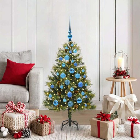 Árbol de Navidad artificial con ramas plegables y conos 120 cm