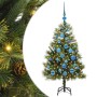 Árbol de Navidad artificial con ramas plegables y conos 120 cm