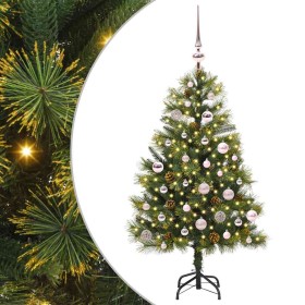 Árbol de Navidad artificial con ramas plegables y conos 150 cm