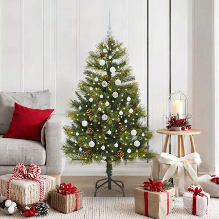 Árbol de Navidad artificial con ramas plegables y conos 150 cm