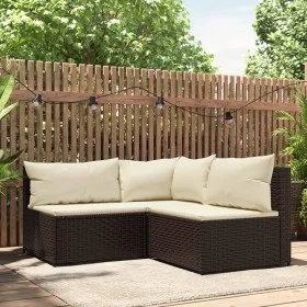 3-teiliges Gartenmöbel-Set und Kissen Kunstrattan braun von vidaXL, Outdoor-Sofas - Ref: Foro24-319748, Preis: 251,73 €, Raba...