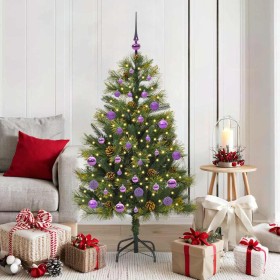 Árbol de Navidad artificial con ramas plegables y conos 150 cm