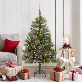 Árbol de Navidad artificial con ramas plegables y conos 150 cm