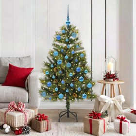 Árbol de Navidad artificial con ramas plegables y conos 150 cm