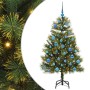 Árbol de Navidad artificial con ramas plegables y conos 150 cm