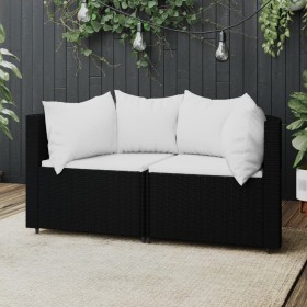 Garden corner sofas with cushions 2 pcs black synthetic rattan by vidaXL, Outdoor sofas - Ref: Foro24-319742, Price: 155,81 €...