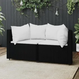 Garden corner sofas with cushions 2 pcs black synthetic rattan by vidaXL, Outdoor sofas - Ref: Foro24-319742, Price: 153,91 €...