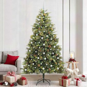 Árbol de Navidad artificial con ramas plegables y conos 240 cm